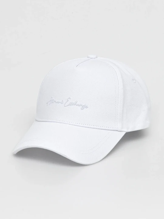 Zdjęcie produktu Armani Exchange czapka z daszkiem bawełniana biały