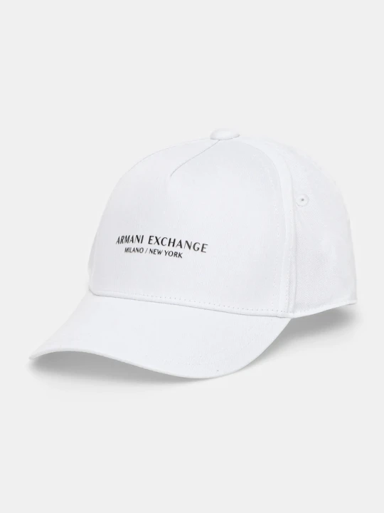 Zdjęcie produktu Armani Exchange czapka z daszkiem bawełniana biały