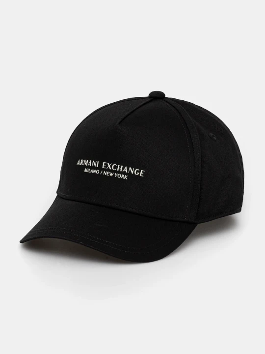 Zdjęcie produktu Armani Exchange czapka z daszkiem bawełniana czarny