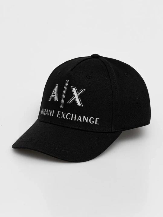 Zdjęcie produktu Armani Exchange czapka z daszkiem bawełniana czarny