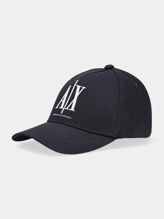 Zdjęcie produktu Armani Exchange czapka z daszkiem bawełniana granatowy