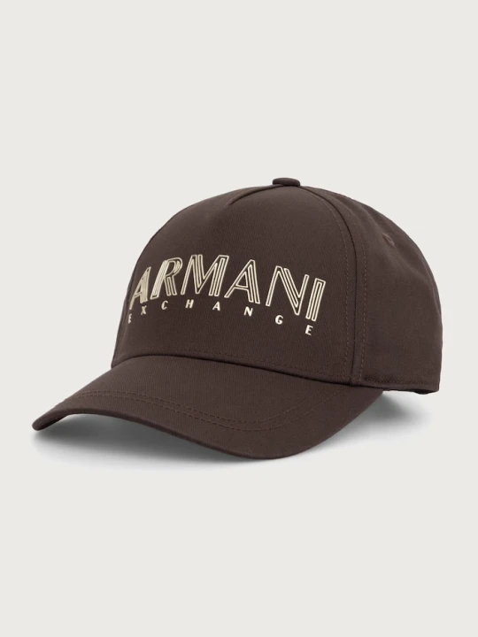 Zdjęcie produktu Armani Exchange czapka z daszkiem damska bawełniana brązowy