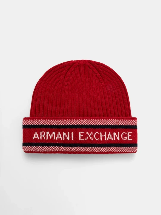 Zdjęcie produktu Armani Exchange czapka z dodatkiem wełny czerwony