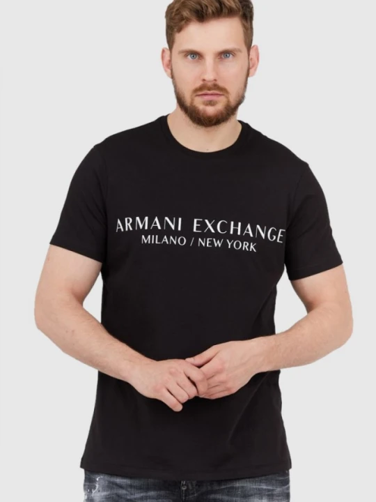 Zdjęcie produktu ARMANI EXCHANGE Czarny t-shirt męski z aplikacją z logo, Rozmiar S