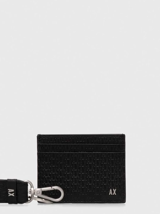 Zdjęcie produktu Armani Exchange etui na karty skórzane i brelok czarny