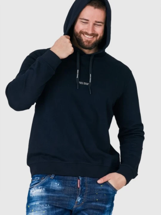 Zdjęcie produktu ARMANI EXCHANGE Granatowa bluza męska z kapturem i logo, Rozmiar S Niebieski