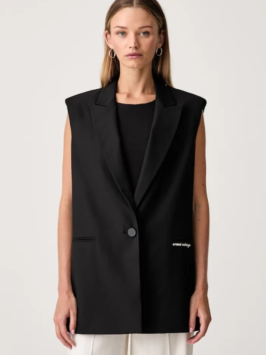Zdjęcie produktu Armani Exchange kamizelka jednorzędowa damska z dodatkiem wełny czarny
