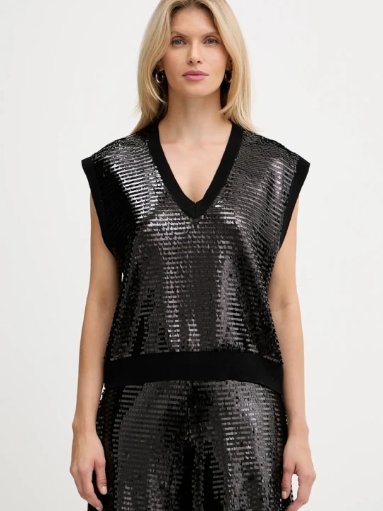 Zdjęcie produktu Armani Exchange kamizelka z domieszką wełny czarny