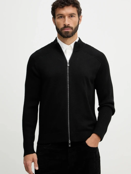 Zdjęcie produktu Armani Exchange kardigan z dodatkiem wełny czarny