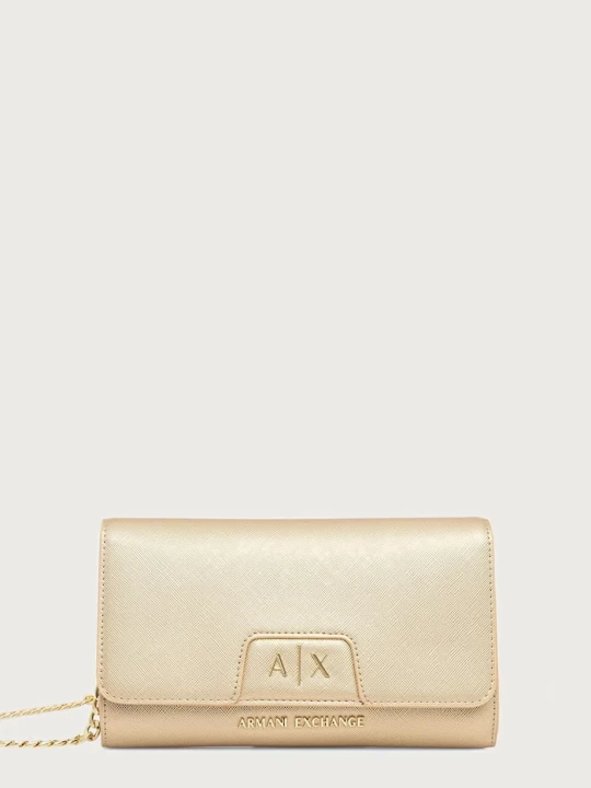 Zdjęcie produktu Armani Exchange kopertówka damska z imitacji skóry złoty