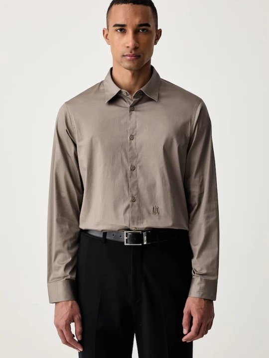 Zdjęcie produktu Armani Exchange koszula męska bawełniana z elastanem brązowy