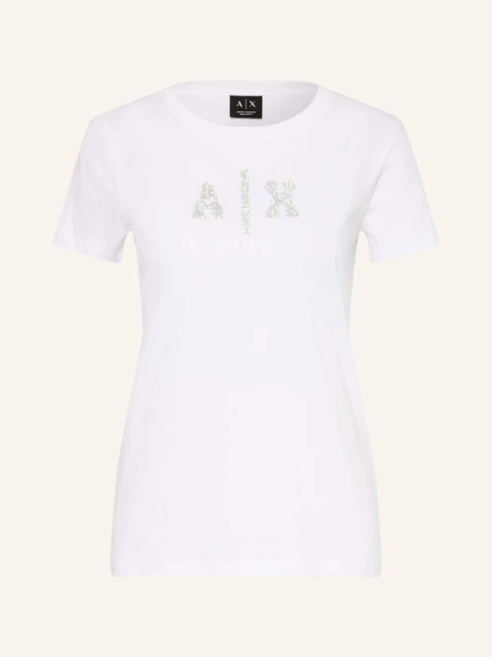 Zdjęcie produktu Armani Exchange Koszulka Z Kamieniami Ozdobnymi weiss BIAŁY