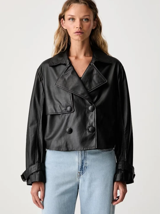 Zdjęcie produktu Armani Exchange krótka kurtka damska skórzana czarny