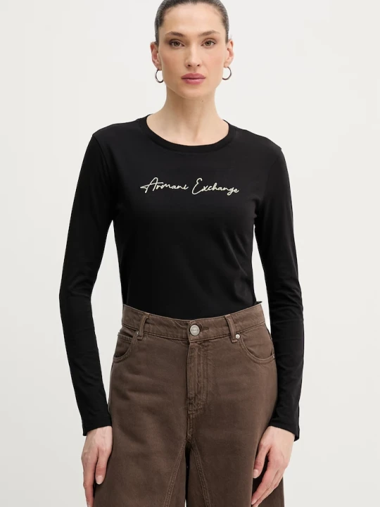 Zdjęcie produktu Armani Exchange longsleeve bawełniany czarny
