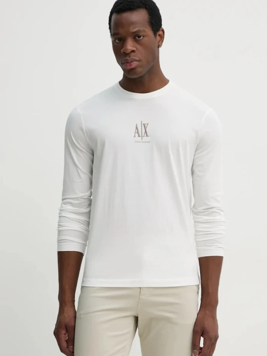 Zdjęcie produktu Armani Exchange longsleeve męski bawełniany biały