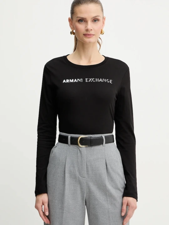 Zdjęcie produktu Armani Exchange longsleeve bawełniany czarny