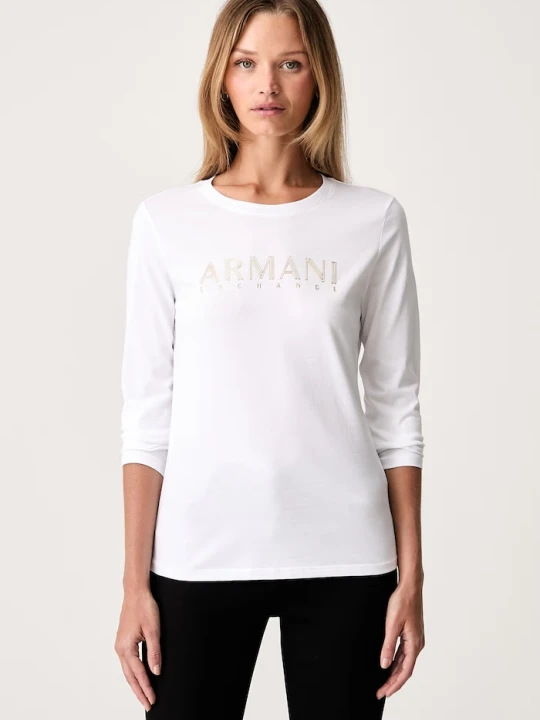 Zdjęcie produktu Armani Exchange longsleeve damski bawełniany biały
