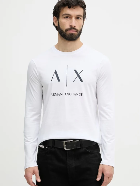 Zdjęcie produktu Armani Exchange longsleeve męski bawełniany biały