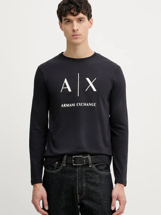 Zdjęcie produktu Armani Exchange longsleeve męski bawełniany granatowy