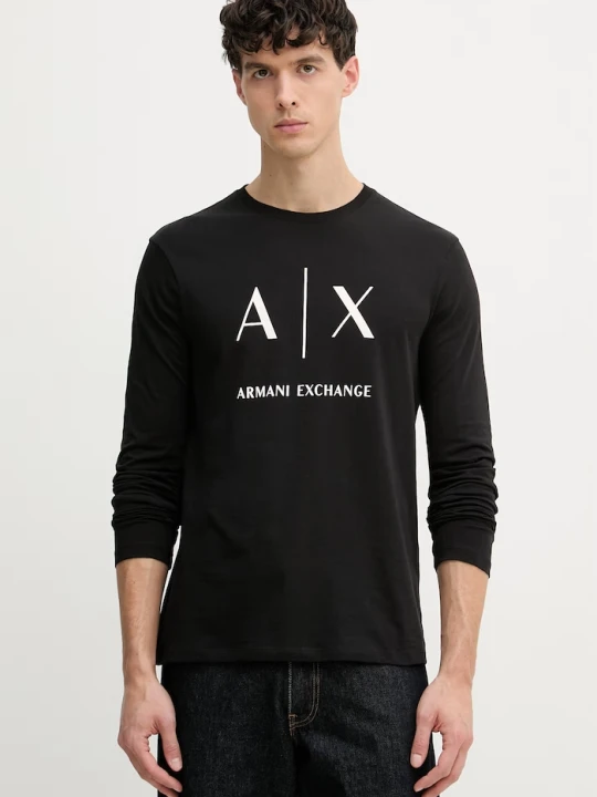 Zdjęcie produktu Armani Exchange longsleeve męski bawełniany czarny
