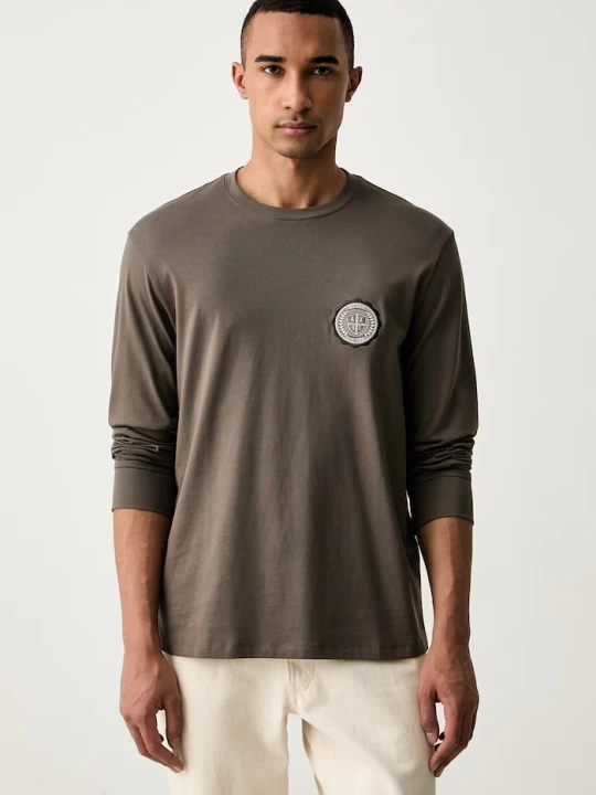 Zdjęcie produktu Armani Exchange longsleeve męski bawełniany beżowy