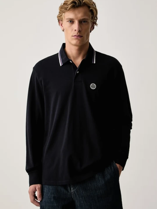 Zdjęcie produktu Armani Exchange longsleeve męski bawełniany granatowy