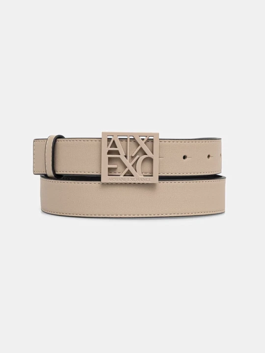 Zdjęcie produktu Armani Exchange pasek damski z imitacji skóry beżowy
