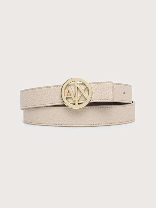 Zdjęcie produktu Armani Exchange pasek dwustronny damski z imitacji skóry beżowy