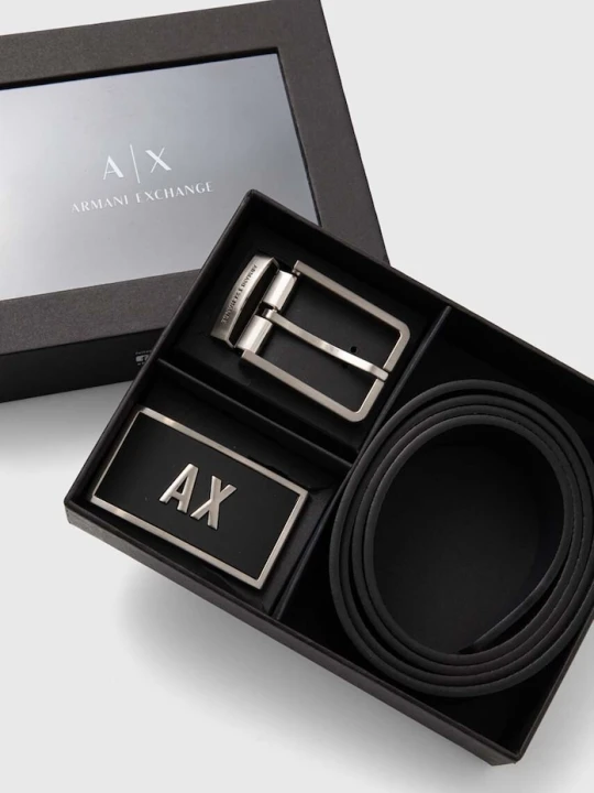 Zdjęcie produktu Armani Exchange pasek skórzany dwustronny czarny