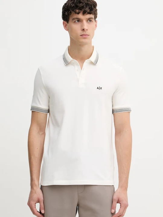 Zdjęcie produktu Armani Exchange polo męskie bawełniane beżowy