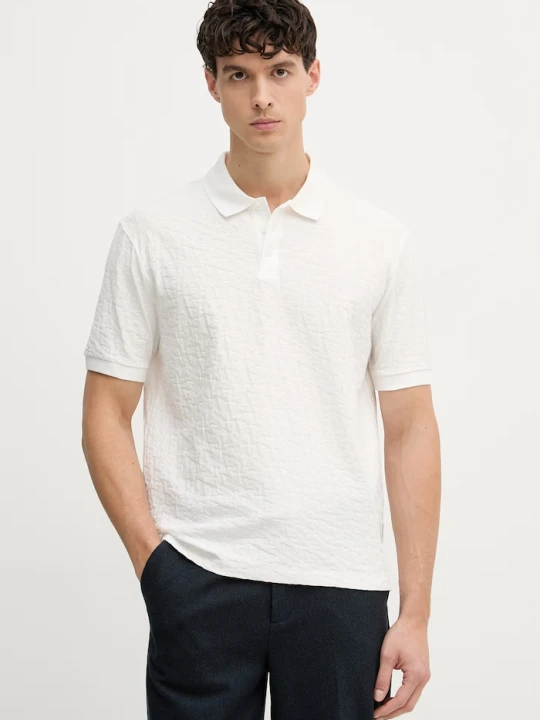 Zdjęcie produktu Armani Exchange polo męskie bawełniane beżowy