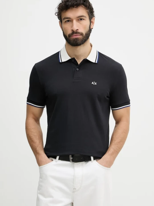 Zdjęcie produktu Armani Exchange polo męskie bawełniane granatowy