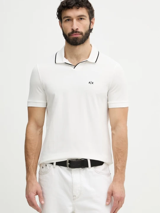 Zdjęcie produktu Armani Exchange polo męskie bawełniane beżowy