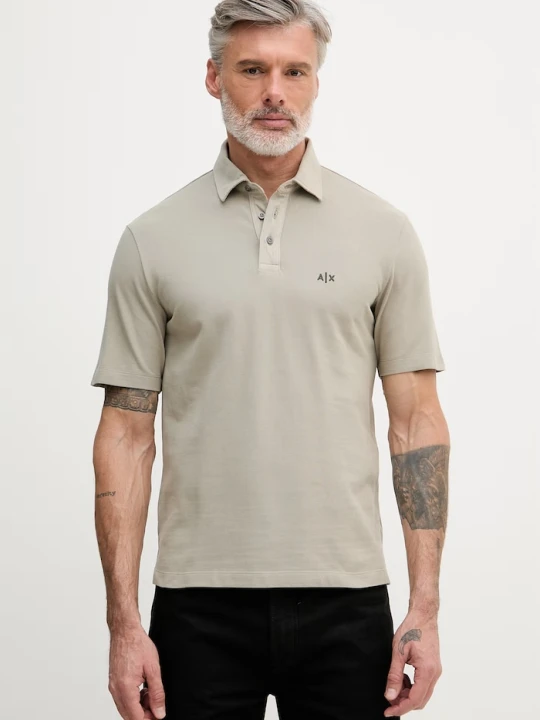 Zdjęcie produktu Armani Exchange polo męskie bawełniane beżowy