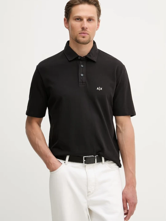 Zdjęcie produktu Armani Exchange polo męskie bawełniane czarny
