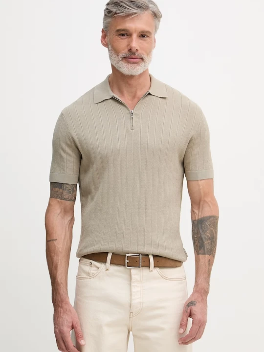 Zdjęcie produktu Armani Exchange polo męskie bawełniane beżowy