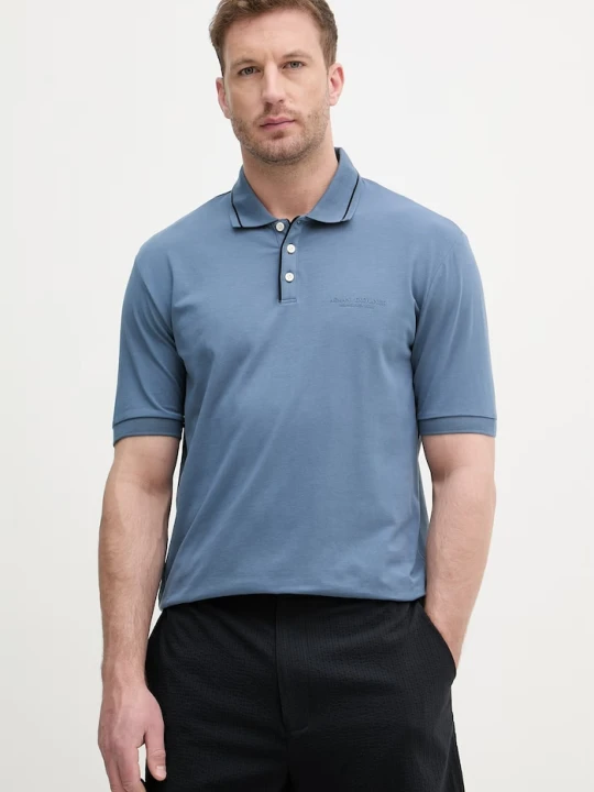 Zdjęcie produktu Armani Exchange polo męskie bawełniane niebieski