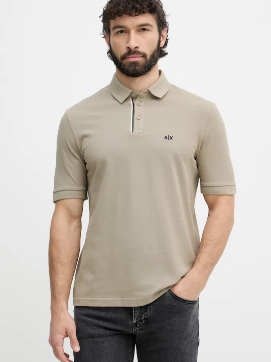 Zdjęcie produktu Armani Exchange polo męskie bawełniane beżowy