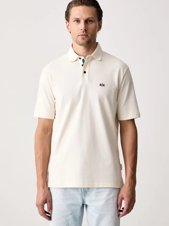 Zdjęcie produktu Armani Exchange polo męskie bawełniane beżowy