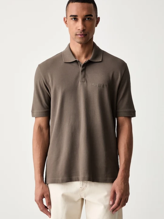 Zdjęcie produktu Armani Exchange polo męskie bawełniane brązowy