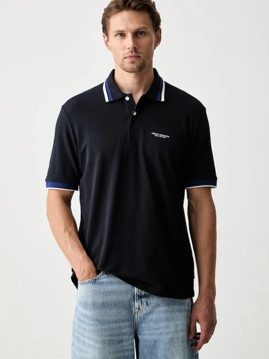 Zdjęcie produktu Armani Exchange polo męskie bawełniane granatowy