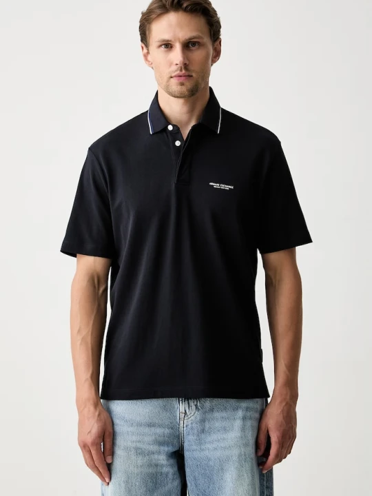 Zdjęcie produktu Armani Exchange polo męskie bawełniane granatowy