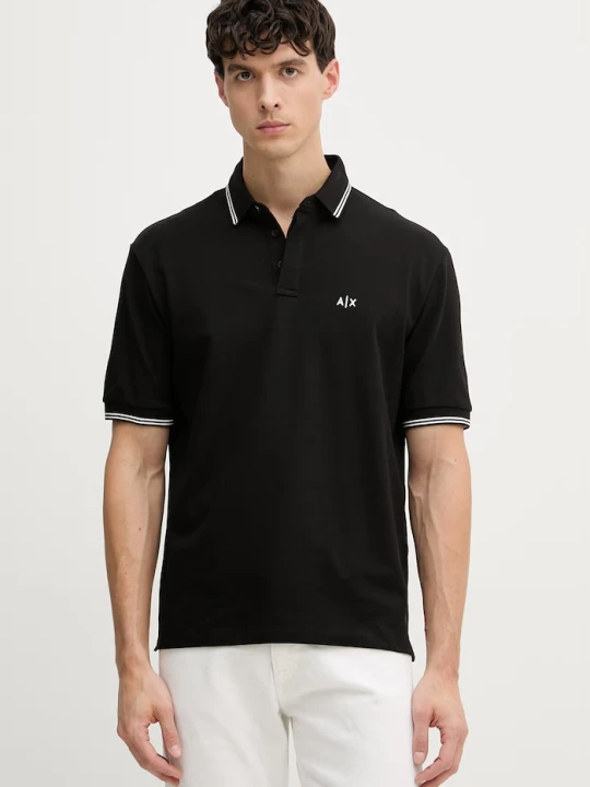 Zdjęcie produktu Armani Exchange polo męskie bawełniane z elastanem czarny