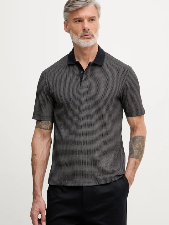Zdjęcie produktu Armani Exchange polo męskie bawełniane z elastanem granatowy