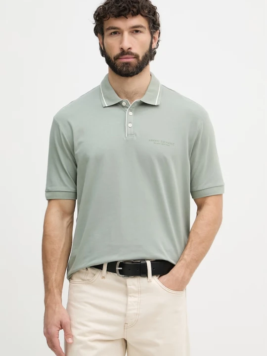 Zdjęcie produktu Armani Exchange polo męskie z bawełną zielony