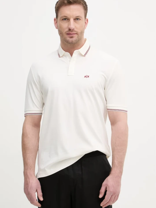 Zdjęcie produktu Armani Exchange polo męskie z bawełną beżowy