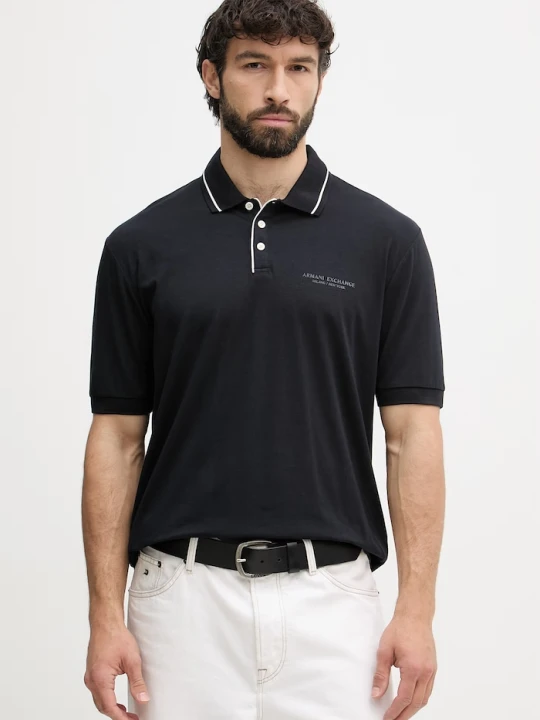 Zdjęcie produktu Armani Exchange polo męskie z bawełną granatowy