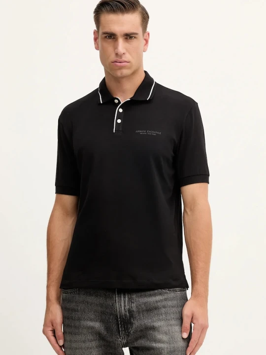 Zdjęcie produktu Armani Exchange polo męskie z bawełną czarny