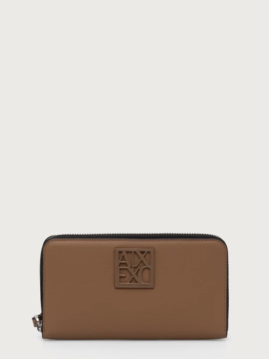 Zdjęcie produktu Armani Exchange portfel damski z imitacji skóry beżowy