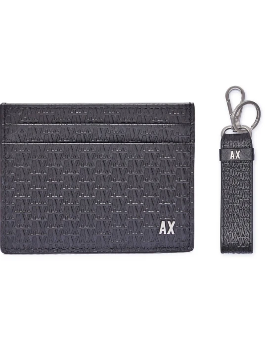 Zdjęcie produktu Armani Exchange Skórzane etui na karty + brelok czarny